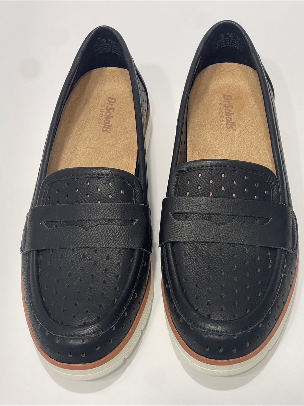 Dr. Scholl’s Nice Day Breezy Black Leather Penny Loafers Women’s Size 9
